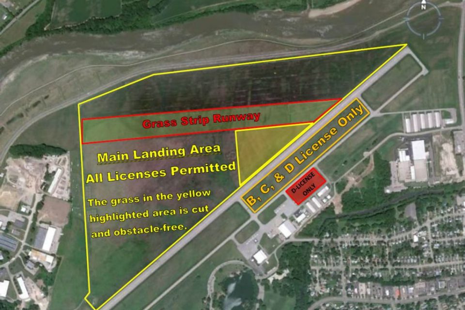 Aerial view of the Start Skydiving landing area