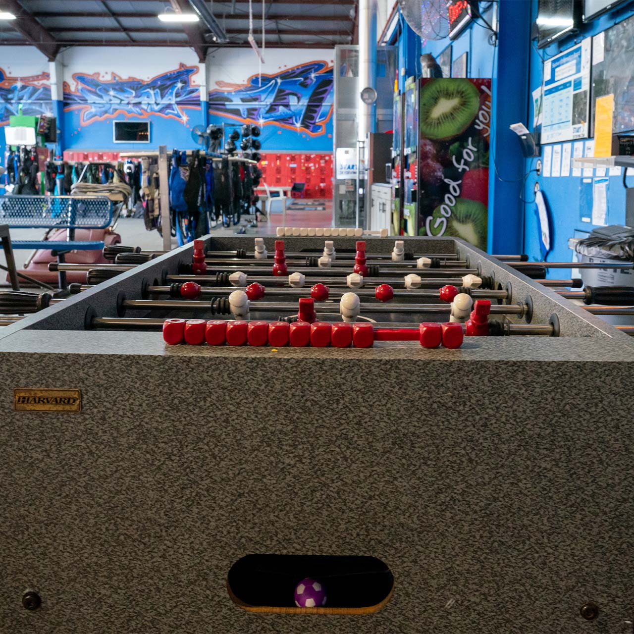Foozeball game within the hangar at Start Skydiving